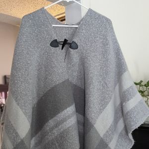 Maurices Gray Fringe Poncho wrap